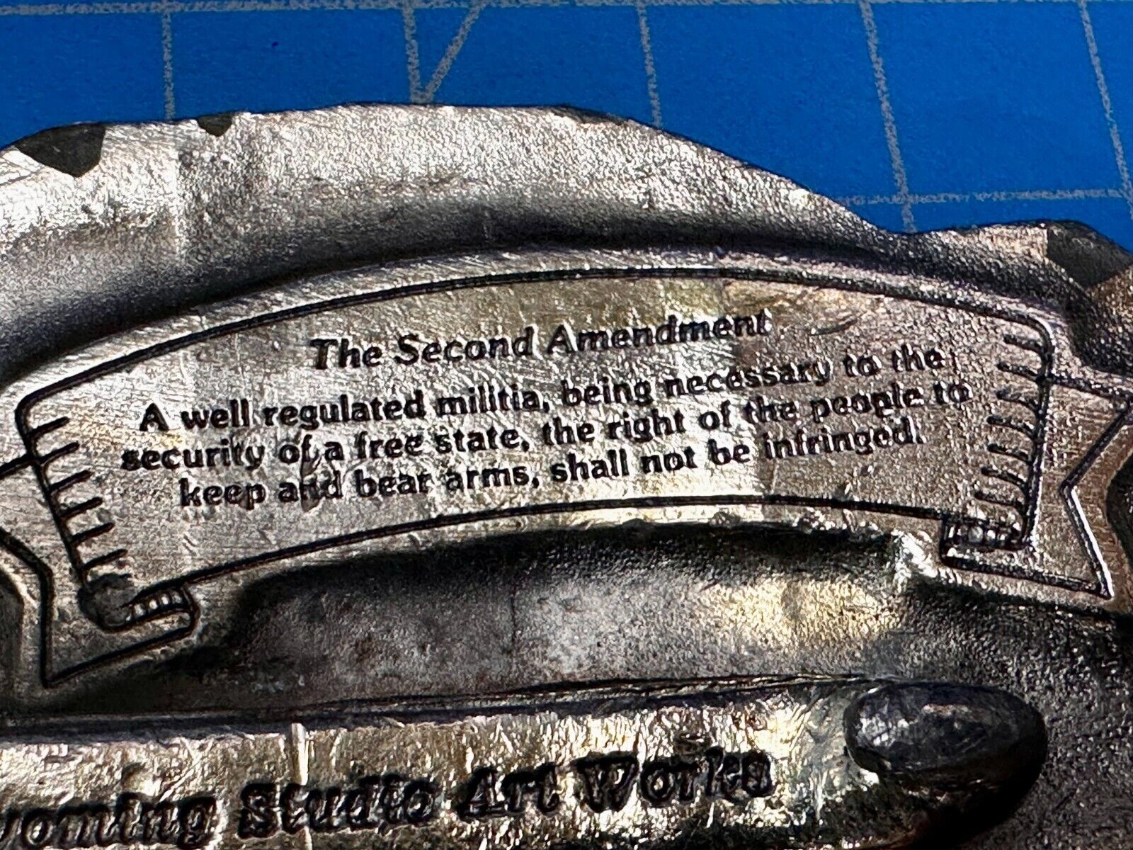 The Right To Keep and Bear Arms 2nd Amendment Vintage 1975 Belt Buckle - Wyoming