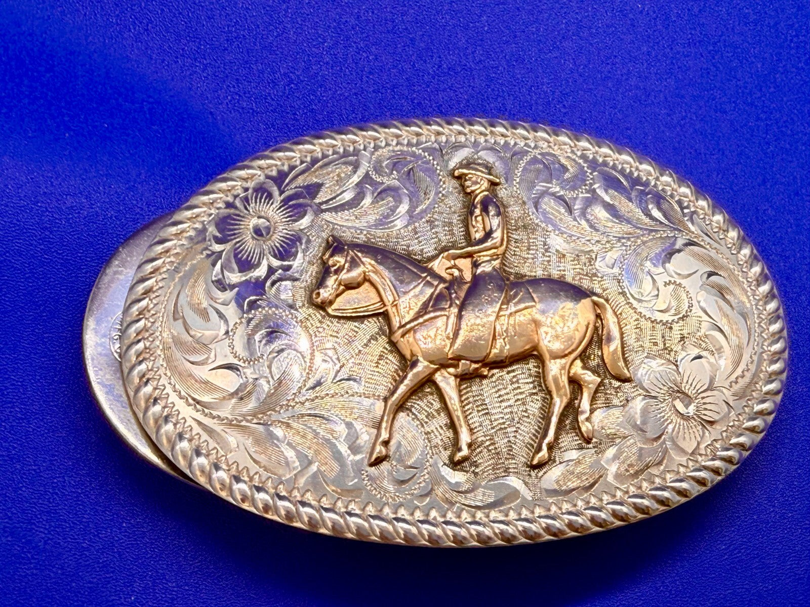Vintage Diablo Sterling 8 Belt Buckle - Horseback cowboy   BEAUTIFUL