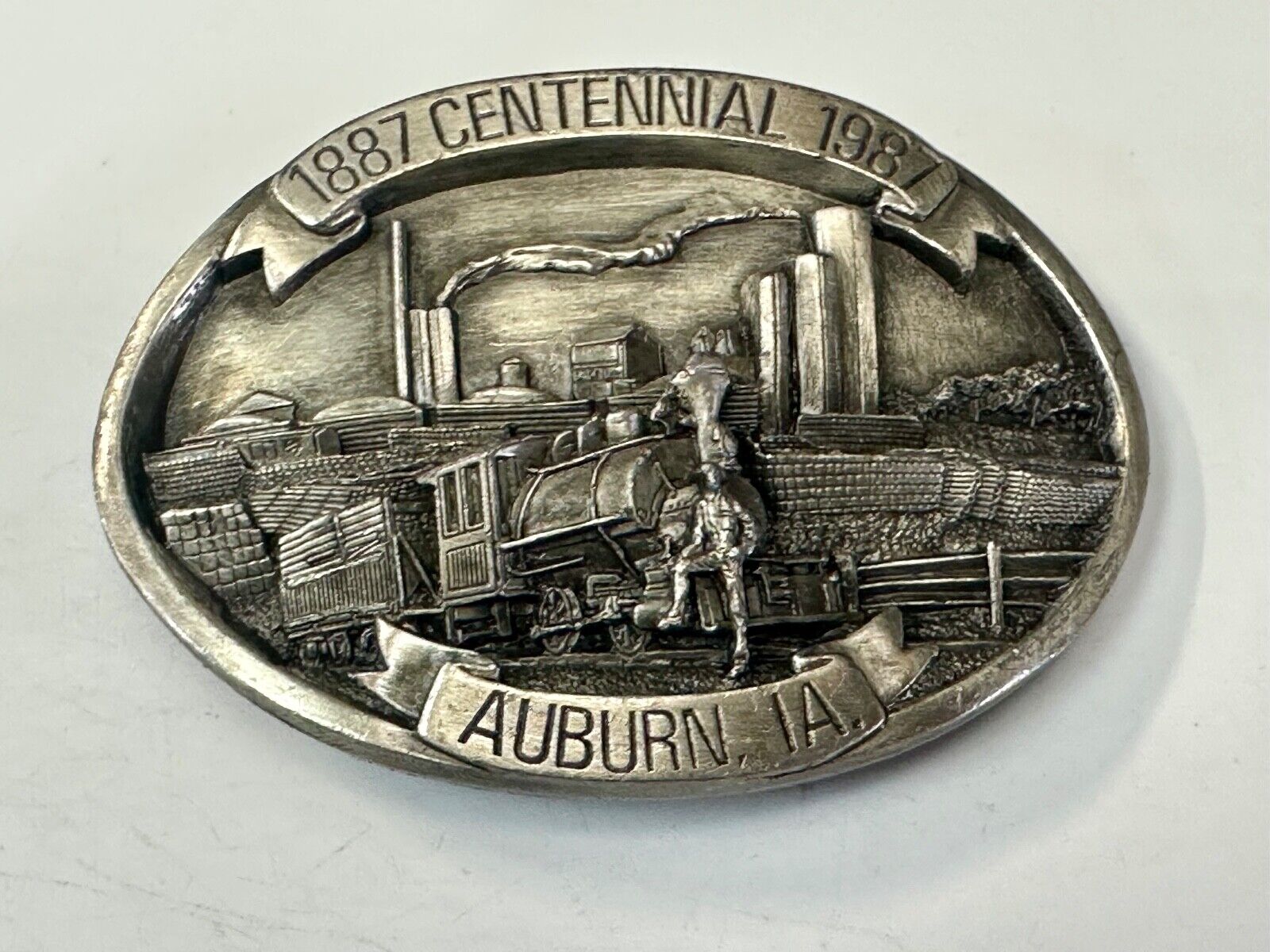 AUBURN IOWA 1887 CENTENNIAL CELEBRATION VINTAGE BELT BUCKLE