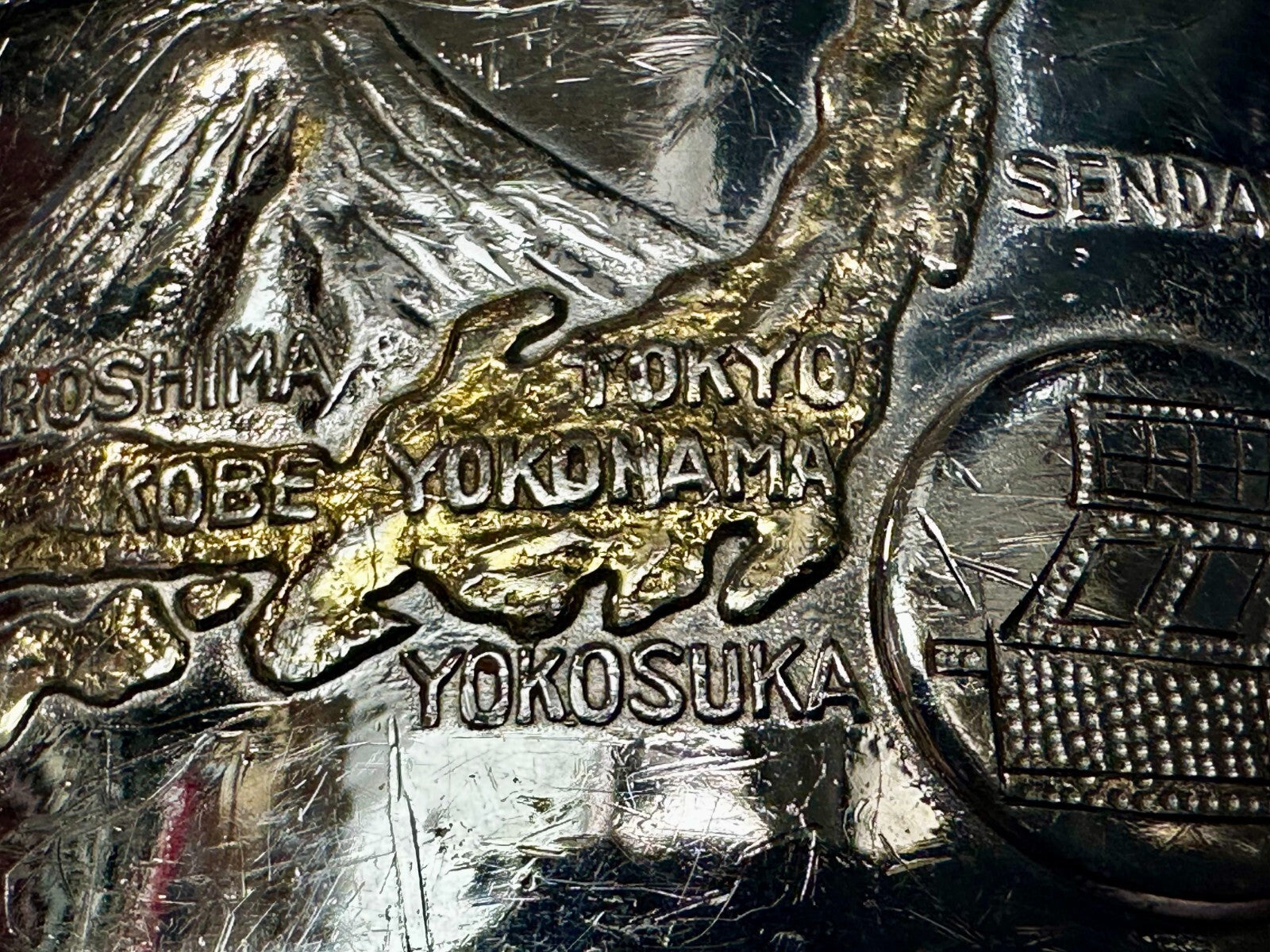 USN United State Navy Japan Korea Map Military Style Ratchet Belt Buckle