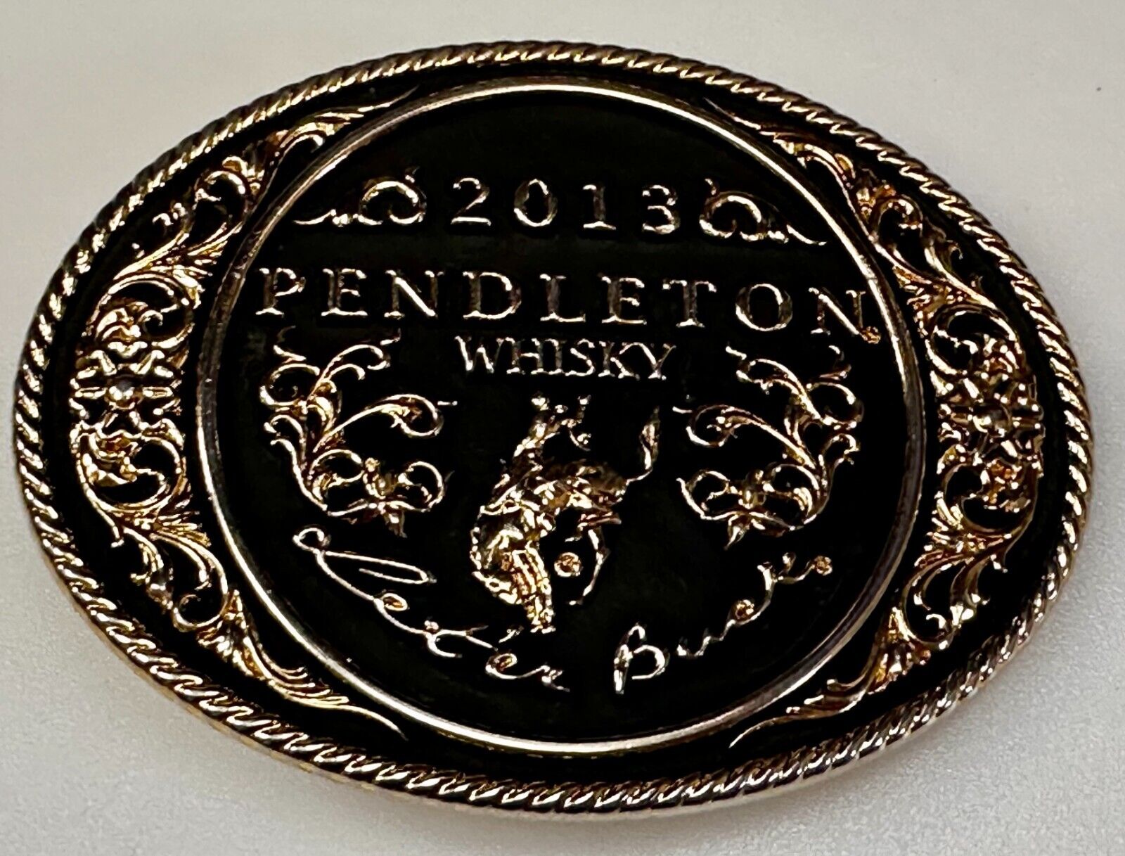 2013 Pendleton Whiskey Let'er Buck Rodeo Cowboy Montana Silversmiths Belt Buckle