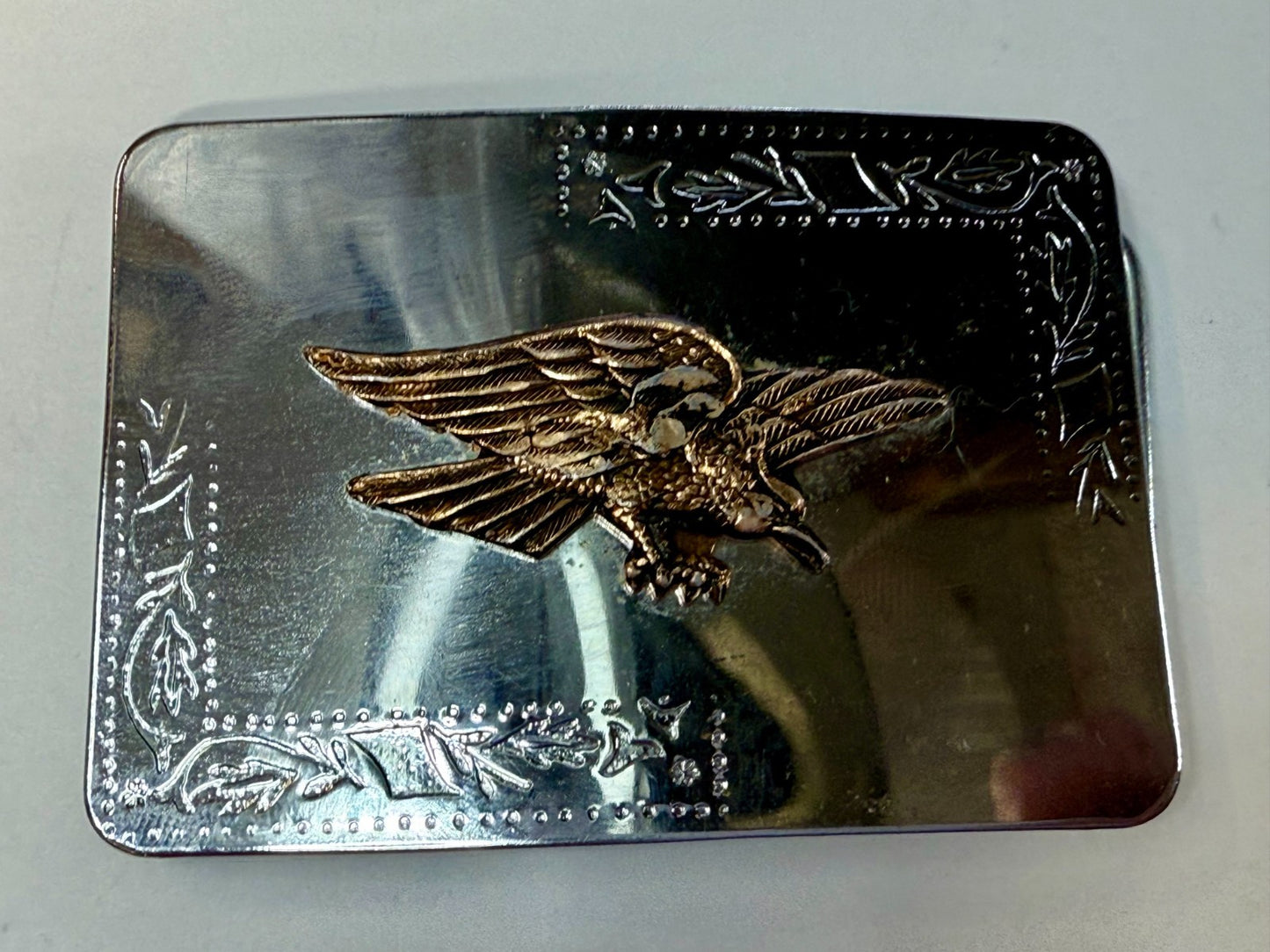 American Eagle Flying Diving Hunting on Reflective Two Tone Western Belt Buckle