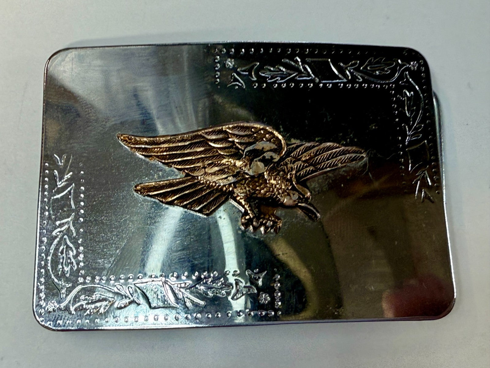 American Eagle Flying Diving Hunting on Reflective Two Tone Western Belt Buckle