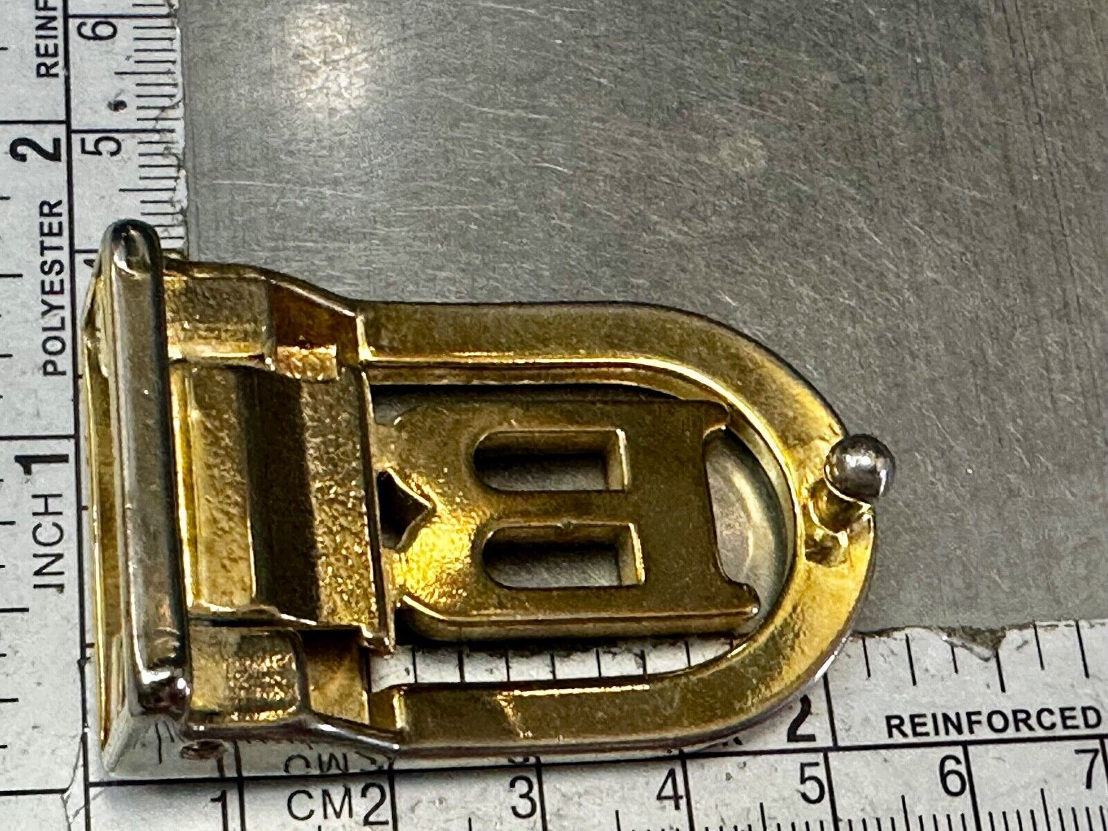 B - Letter Initial Monogram Vintage Gold tone swing arm small belt buckle