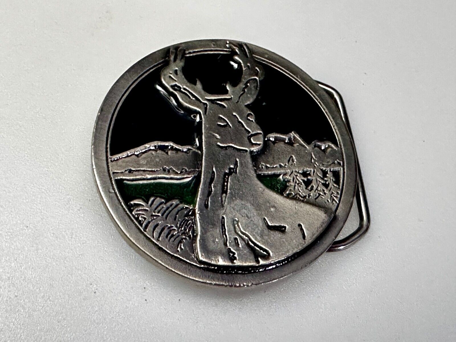 Abstract Deer Drawing Vintage Round Raised numbered Belt Buckle