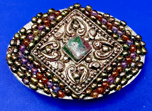 Beautiful Multi Colored & Textured Vintage Belt Buckle Made In India