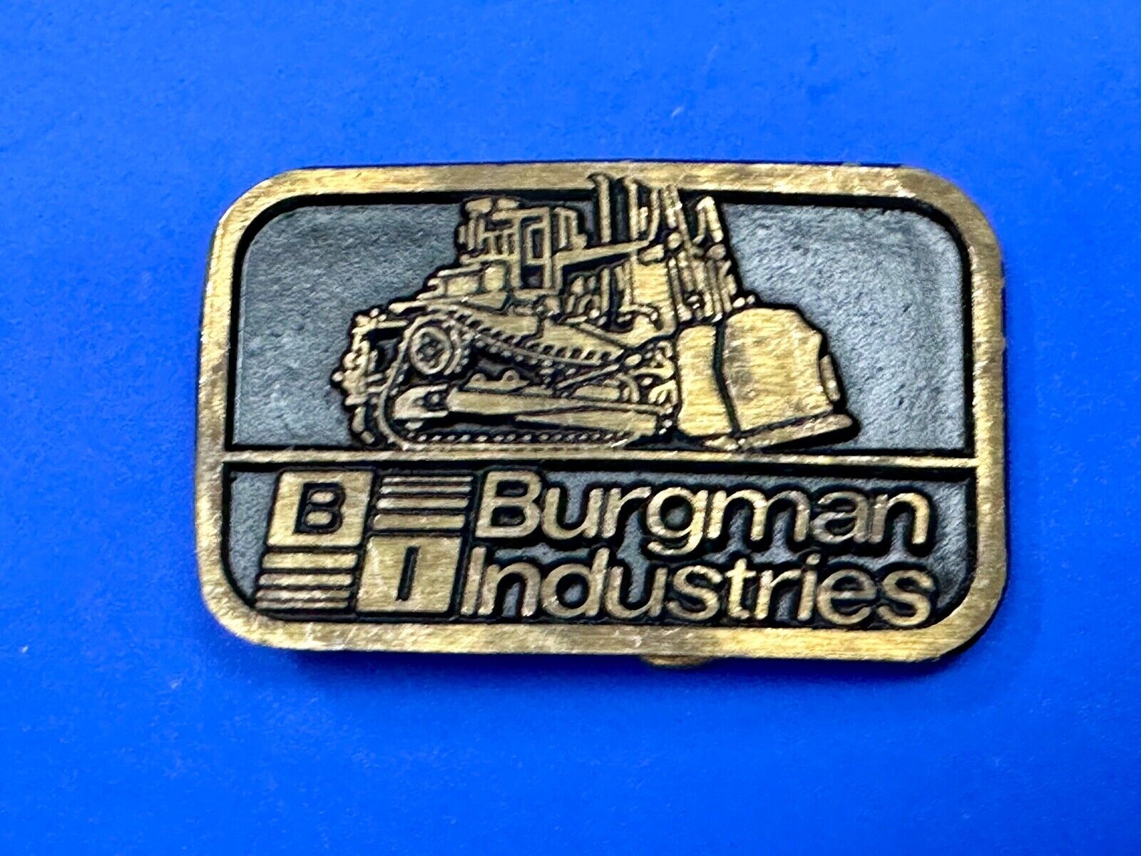 Vintage Burgman Industries Company Advertising brass Dynabuckle belt buckle