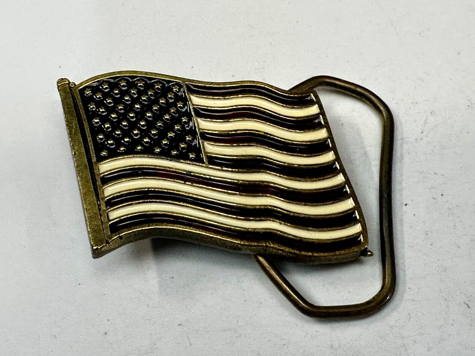 American Flag USA Patriotic Stars Stripe VTG 1981 Small Belt Buckle