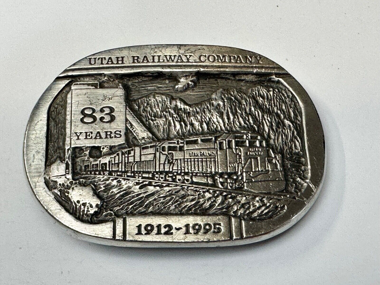 Utah Railway Co Vtg Train Railroad 83 Years - Gary Prazen Sculpture Belt Buckle