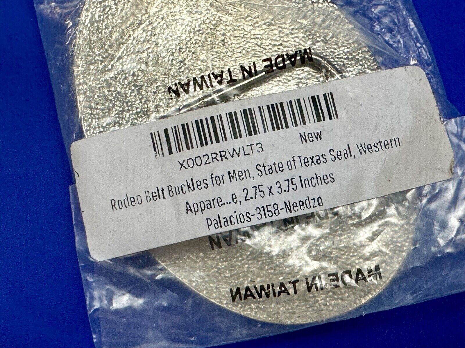 The Great State of Texas - Lone Star Flags seal silver tone NOS belt buckle