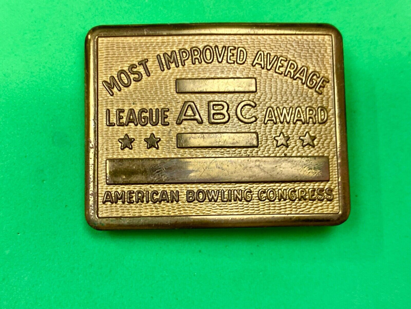ABC Bowling Bowler's BLANK Most improved average award belt buckle NOT engraved!