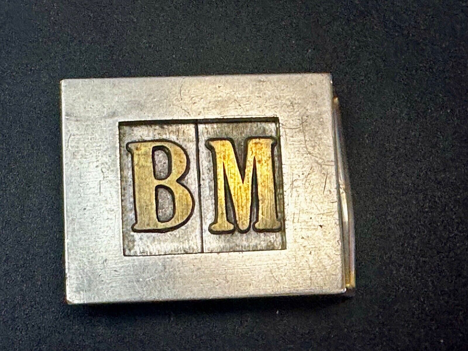 Vintage Letters Initial's BM two tone Belt Buckle