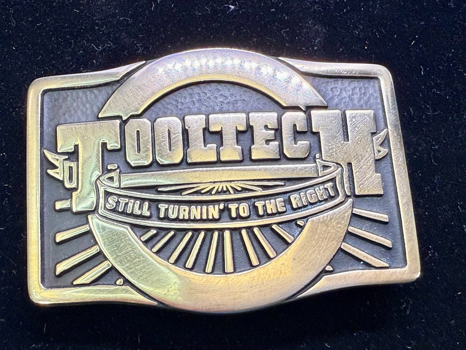 Tooltech Still Turnin To The Right Solid Brass VTG 1984 Anacortes Belt Buckle