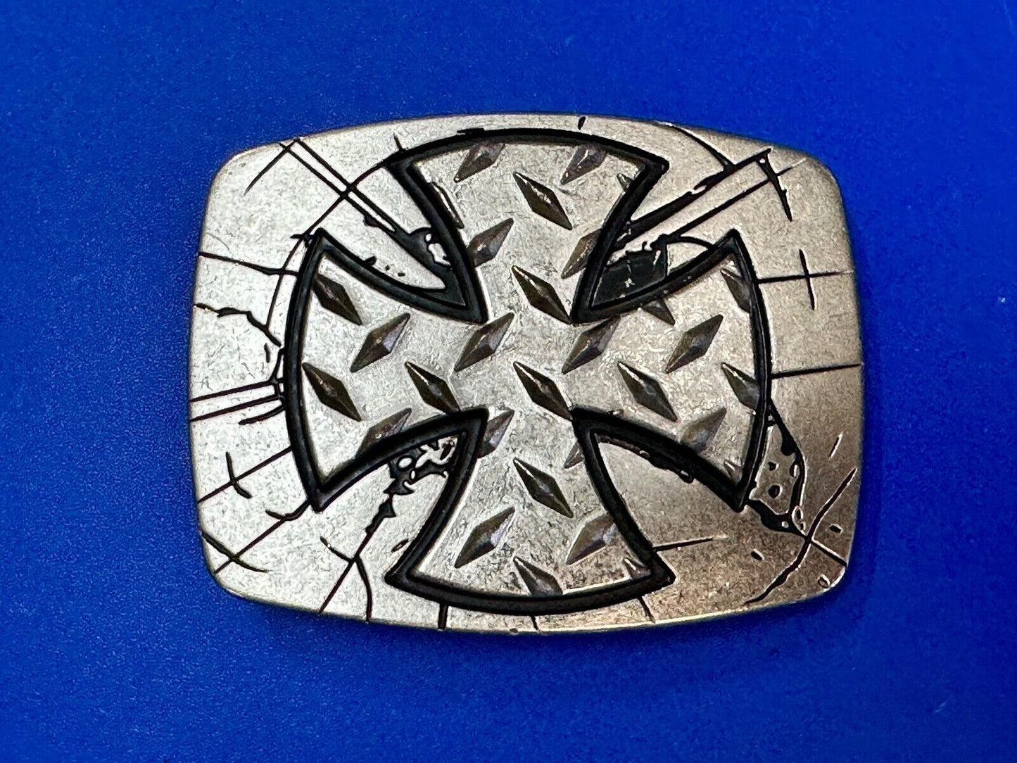 Unique Maltese Iron Cross silver & black color Chrome brand Belt Buckle