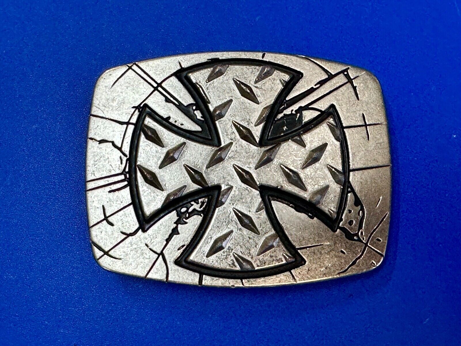 Unique Maltese Iron Cross silver & black color Chrome brand Belt Buckle