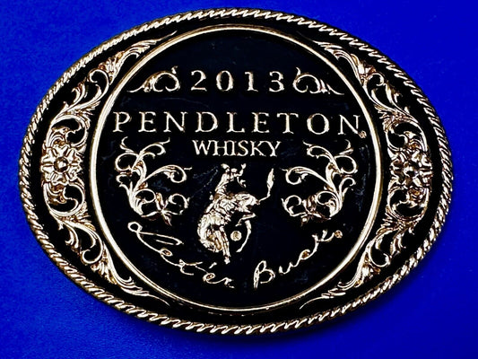 2013 Pendleton Whiskey Let'er Buck Rodeo Cowboy Montana Silversmiths Belt Buckle