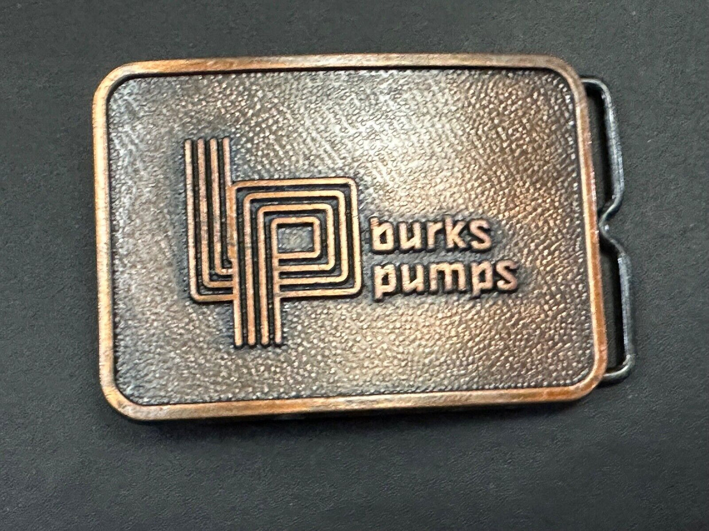 Vintage 1970's Burks Pumps Company Promotional Advertising belt buckle