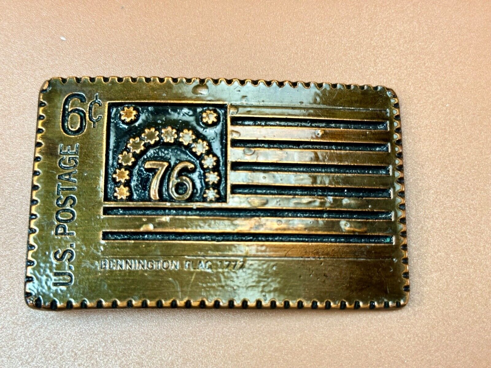 US STAMP Bicentennial celebration America figural belt buckle by Oden