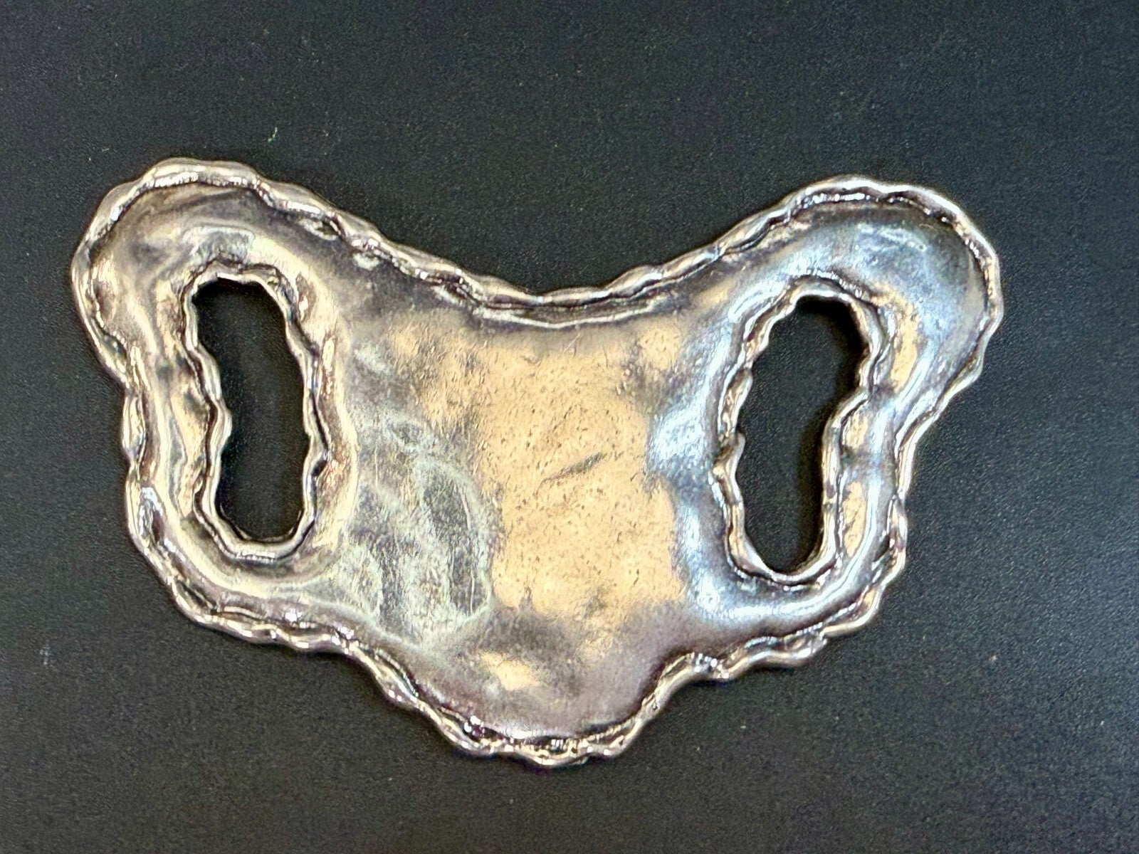 Textured Metal Statement Silver Tone Hippy Vibe Large Scarf Belt Slide Buckle