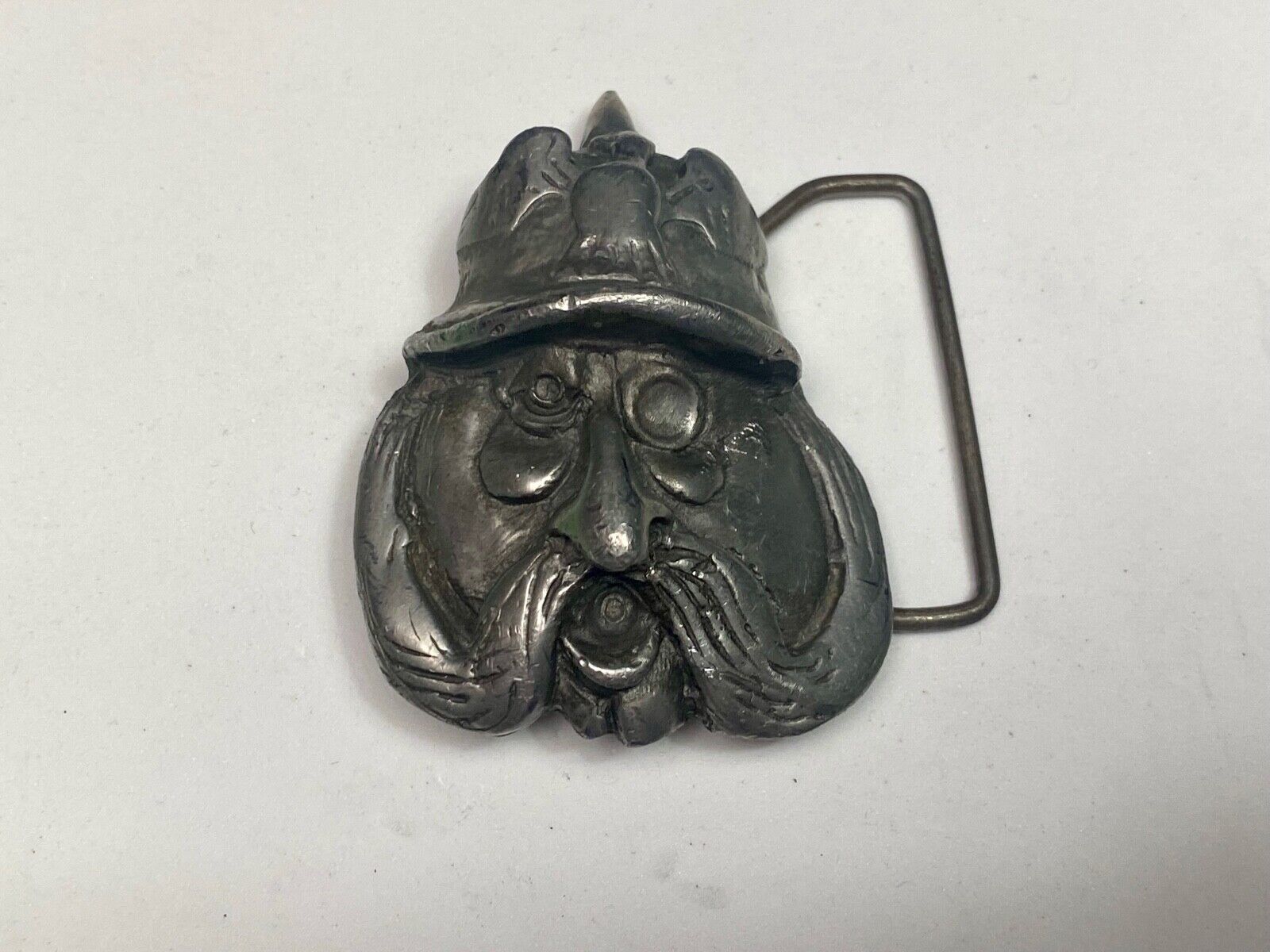 Vintage Head Herman Black Belt Buckle Art Nouveau Singing! Indiana Metal Craft 