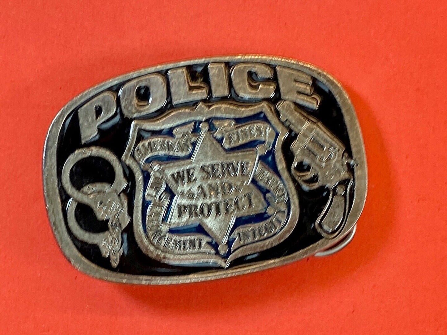 Americas Finest - Police -  We Protect And Serve Belt Buckle - By Buckle Bakery 