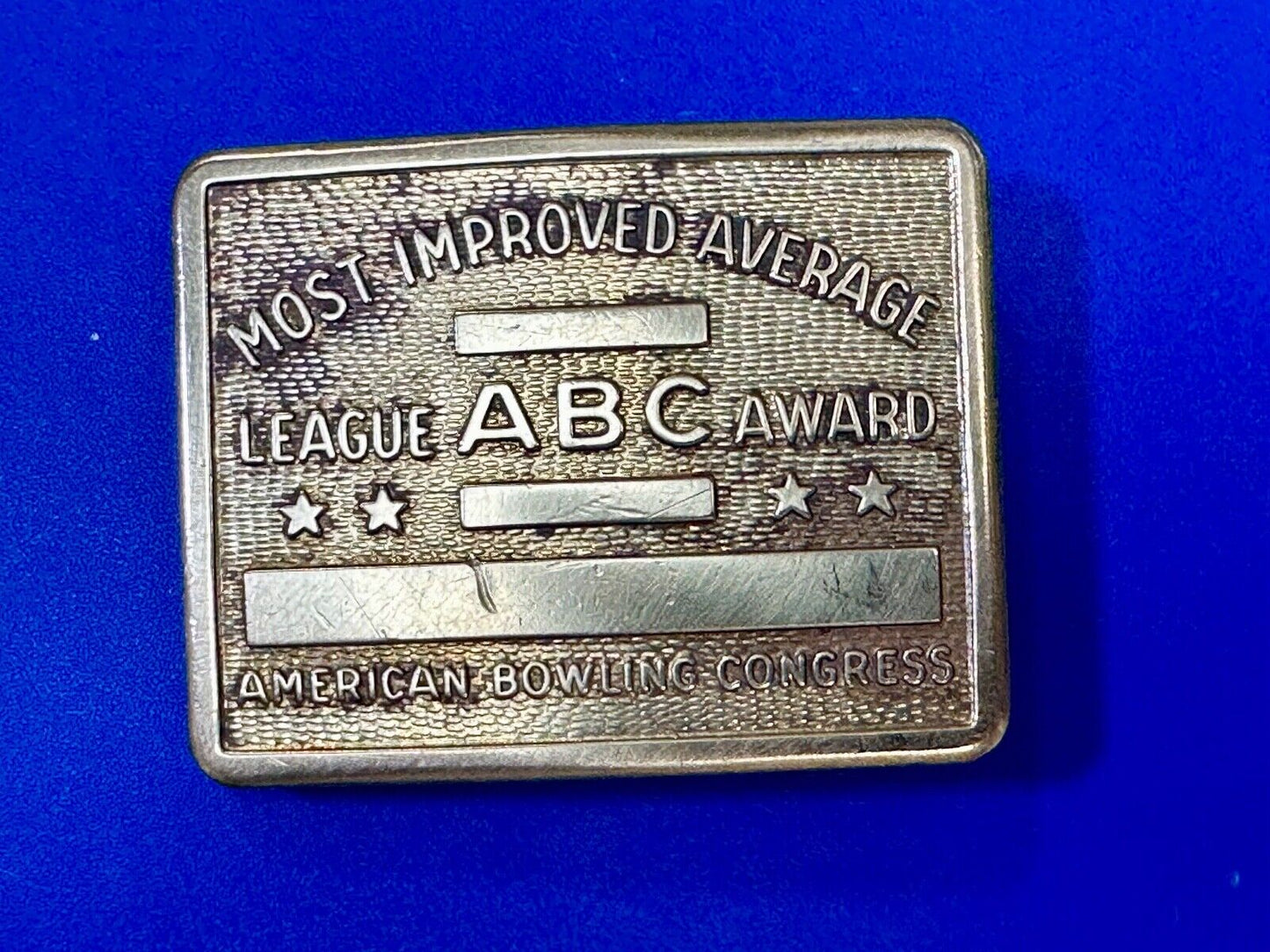 American Bowling Congress BLANK ENGRAVABLE Belt Buckle  Most Improved Average