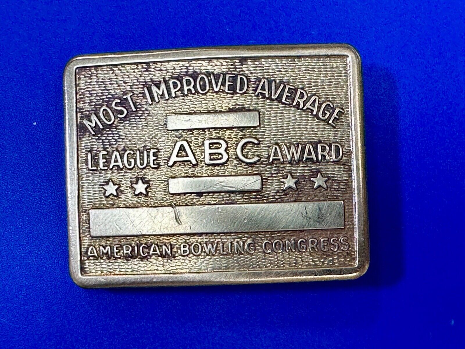 American Bowling Congress BLANK ENGRAVABLE Belt Buckle  Most Improved Average
