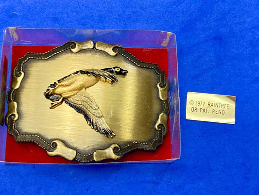 Vintage 1977 GOOSE Western Framed Raintree Belt Buckle - Grouse? Eagle?