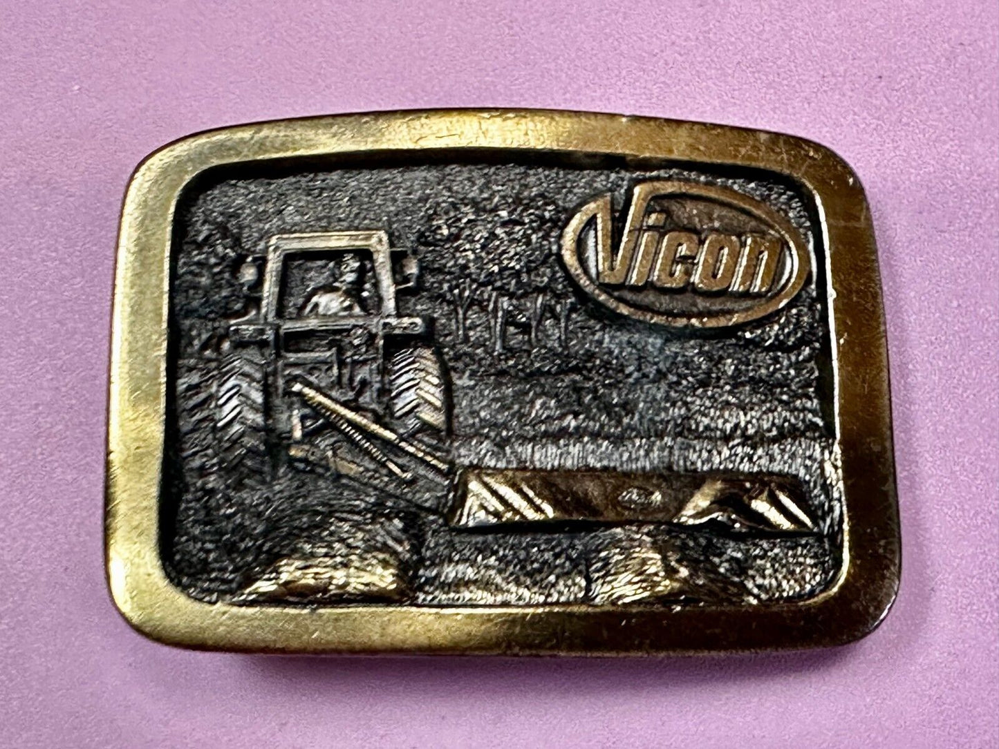 Vicon Disk Mower Tractor Promotional Belt Buckle by Premium Specialties