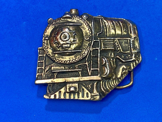 Vintage 1976 Train Locomotive Steam Engine Cut Out Brass Tone  Belt Buckle 