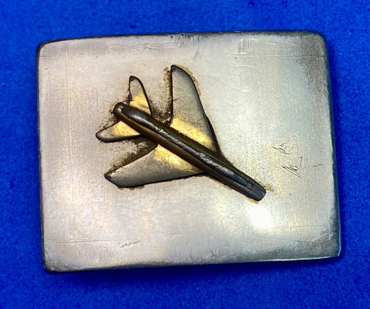 Artisan Two Tone Airplane USAF Jet Fighter Plane Rectangular 2" Belt Buckle