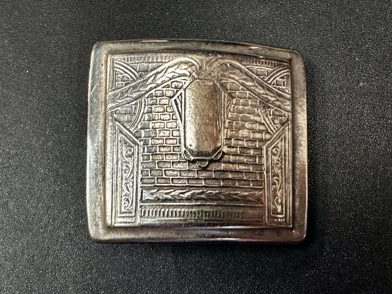 Antique Silver Gold Inlay Belt Buckle Ready To Engrave Letter Monogram Initial
