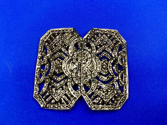 Antique See Through Silver Color Scarf Slide Clip Belt Buckle