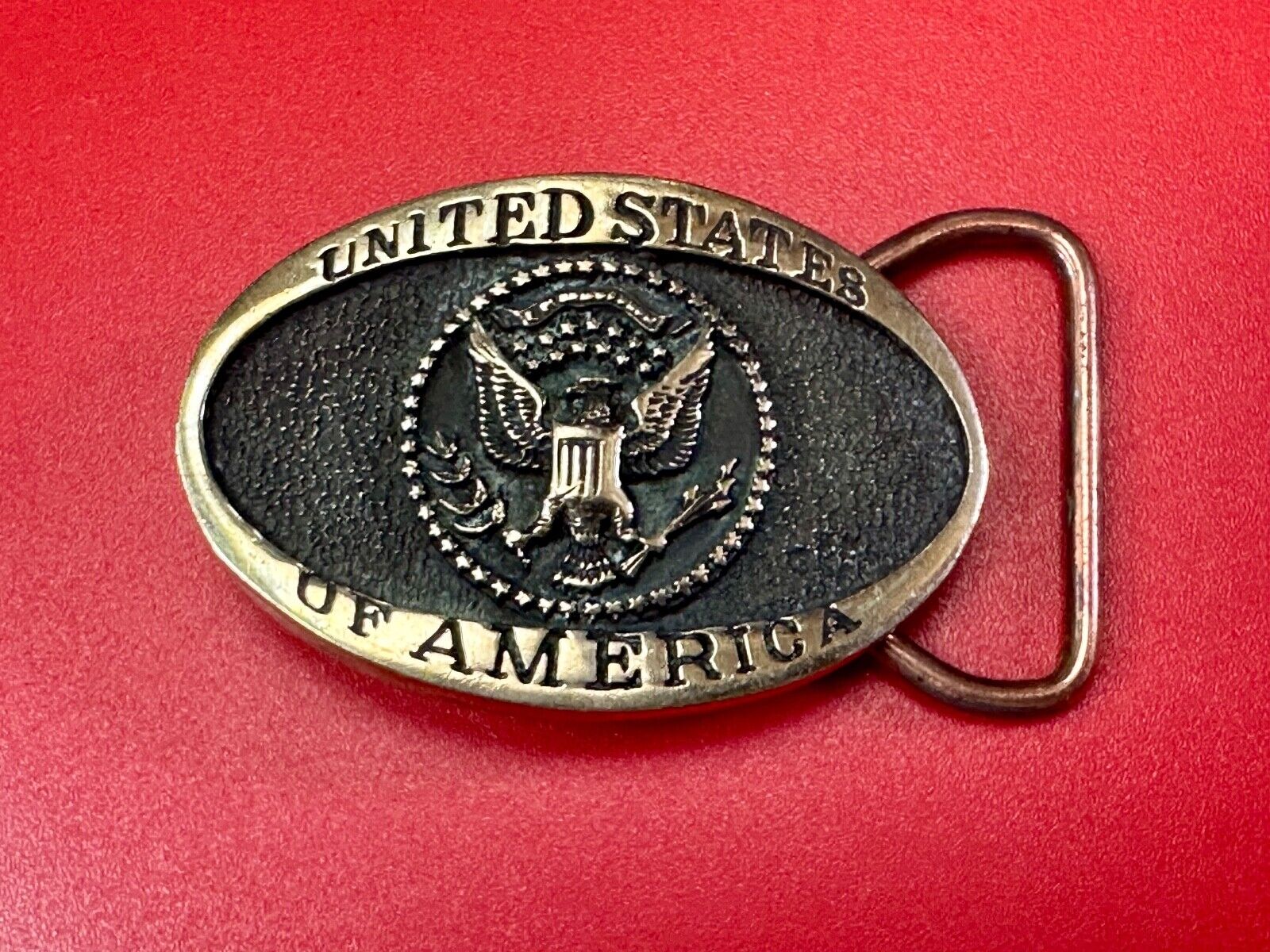 United States Of America USA Emblem, Seal Small Brass Heritage Mint Belt Buckle