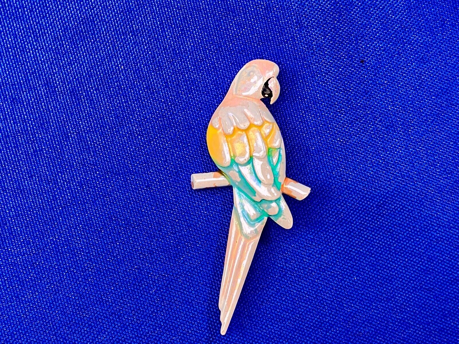 Vintage Macaw Parrot Enamel Brooch Lapel Pin Signed Park Lane    