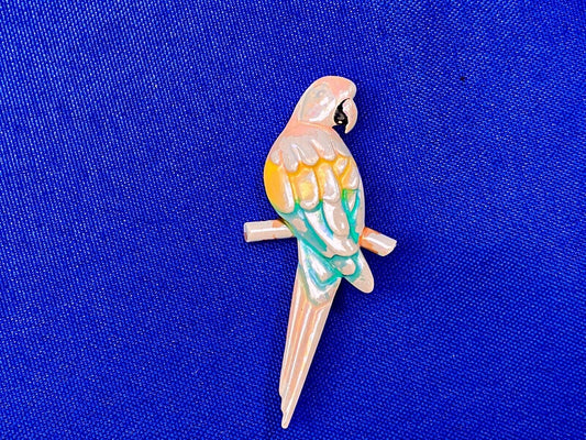 Vintage Macaw Parrot Enamel Brooch Lapel Pin Signed Park Lane    