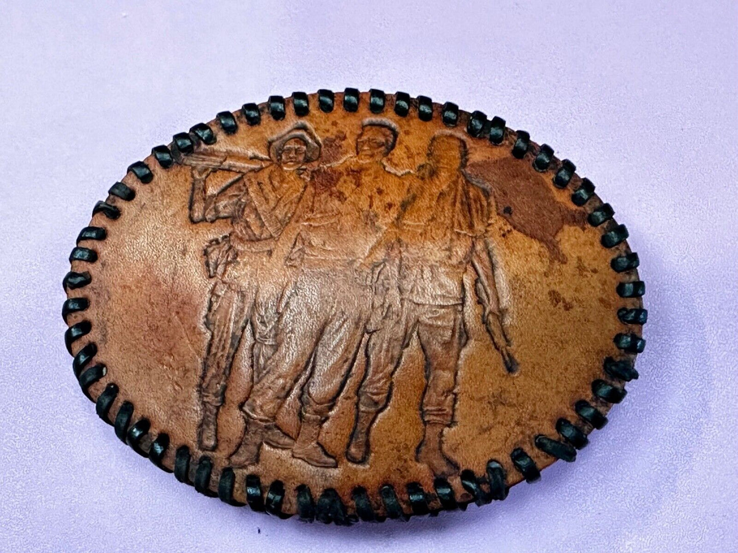 Vietnam War Memorial The Three Soldiers Statue Leather Vintage Belt Buckle