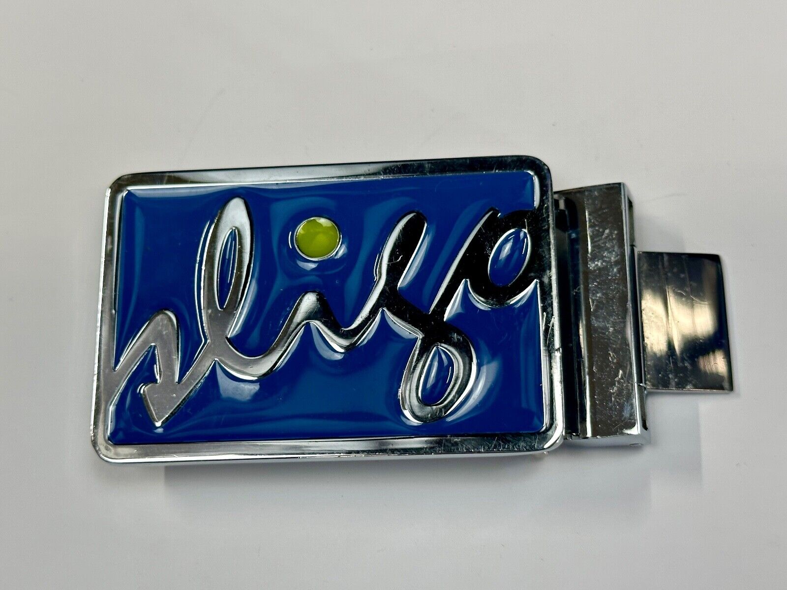 unknown to me!   Sligo Sugowear blue colored emblem or logo belt buckle