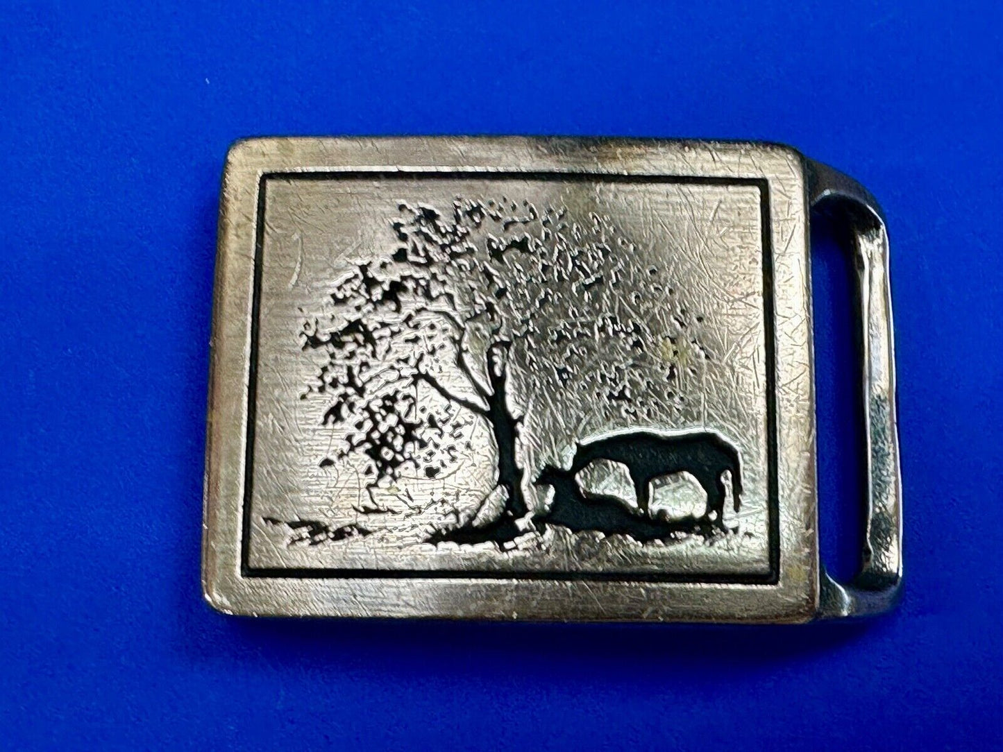 TWO HORSES TECH-ETHER GUILD Vintage art Horse lovers belt buckle