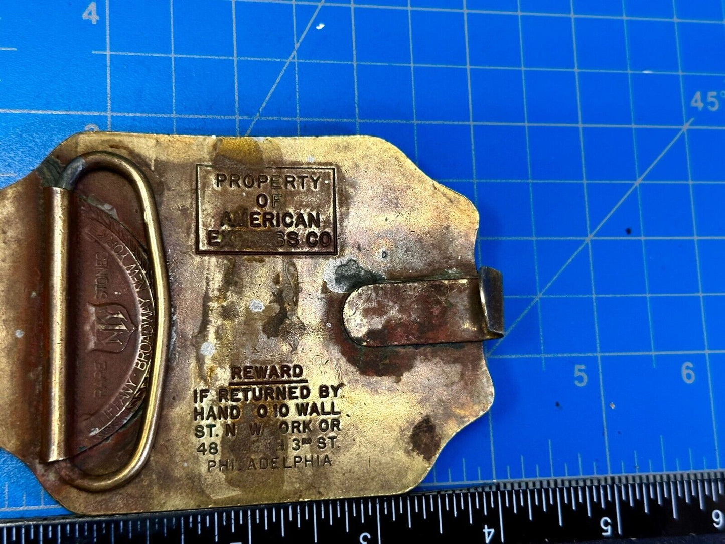 American Express Co Wells Butterfield Vintage Tiffany Rare Stone Belt Buckle