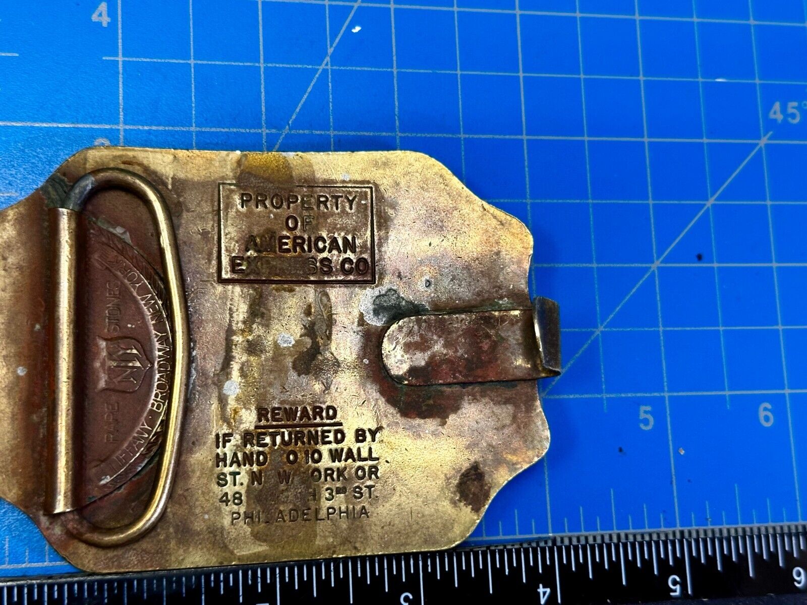 American Express Co Wells Butterfield Vintage Tiffany Rare Stone Belt Buckle