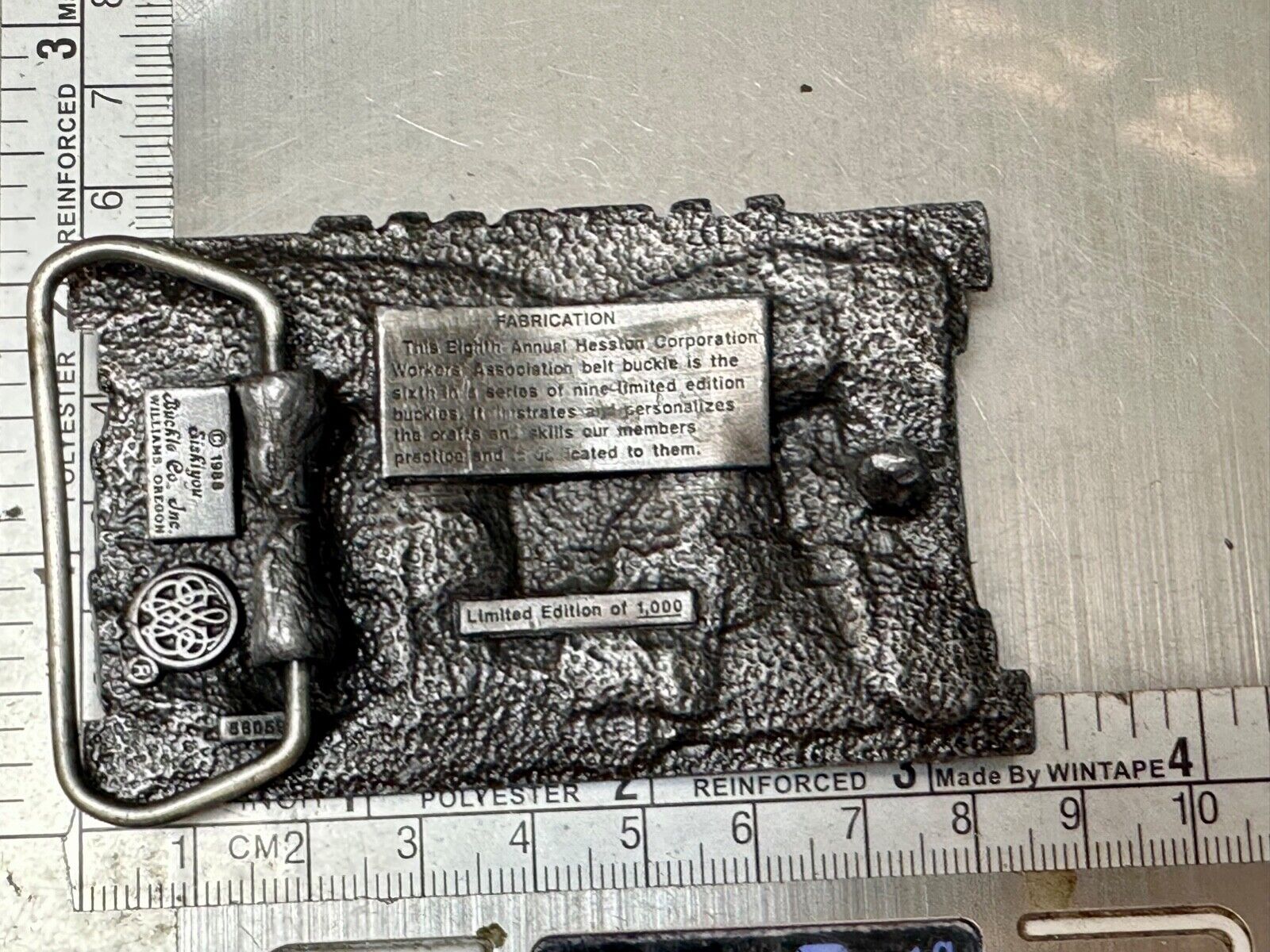 1988 HWCA 8th Hesston Fabrication Corp workers assn LIMITED belt buckle