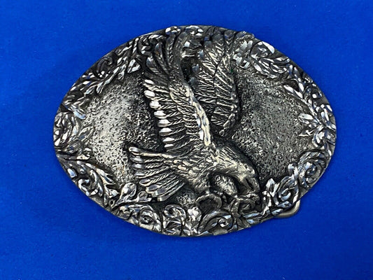 1993 Patriotic American Bald Eagle Western Diamond Cut Pewter Belt Buckle
