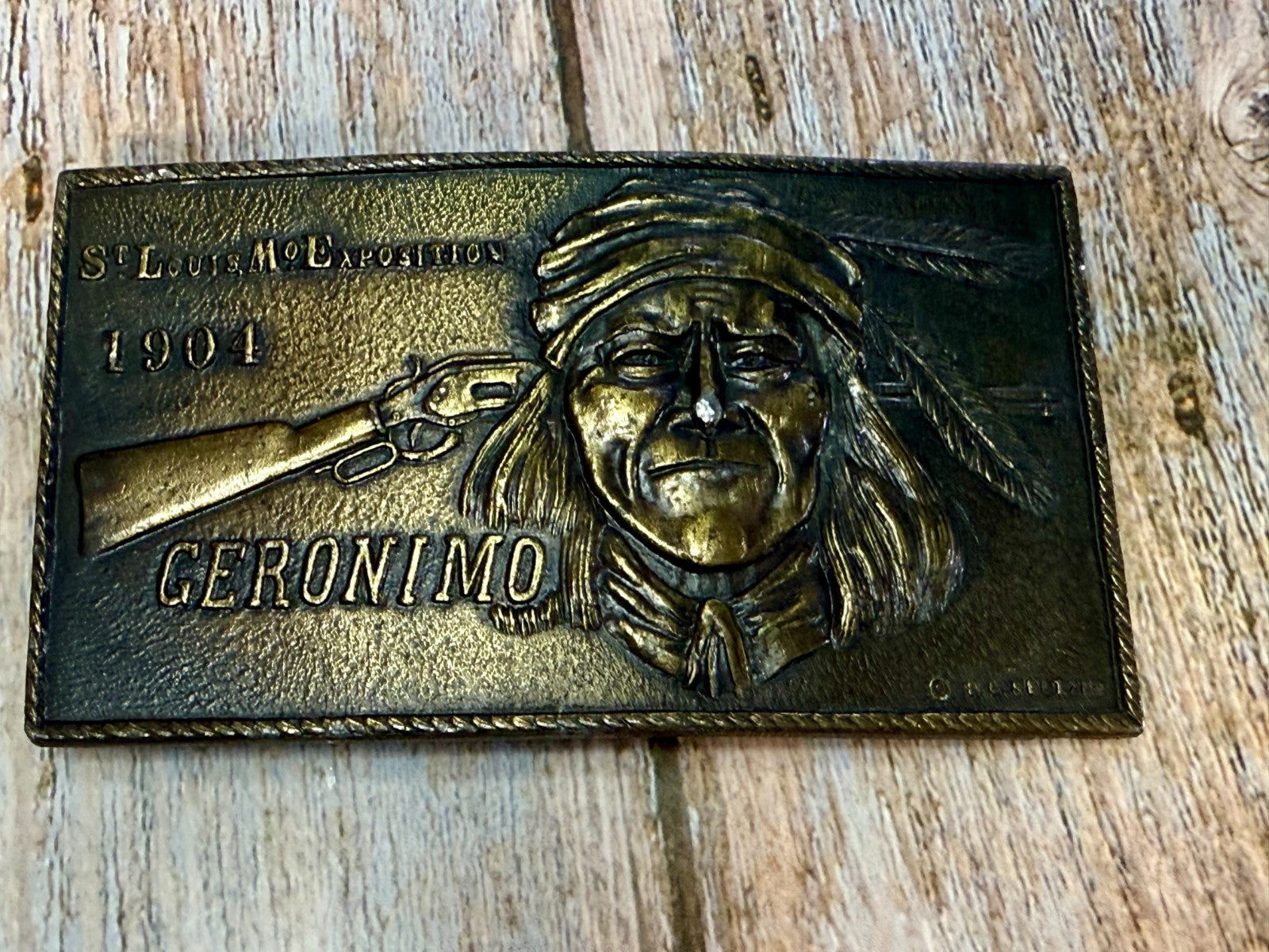 1904 St. Louis Exposition GERONIMO Native American Indian Bergamot Belt Buckle