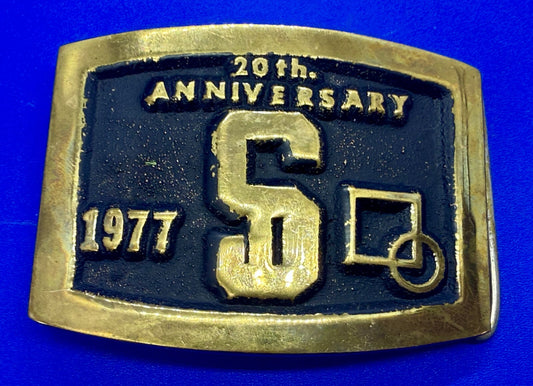 20th Anniversary S Company Logo Vintage 1977 Belt Buckle
