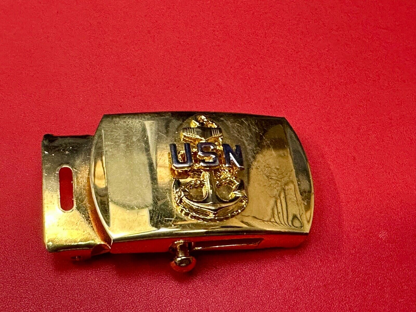 United States Navy Anchor Solid Brass Ratchet Dress Style V-21 Belt Buckle