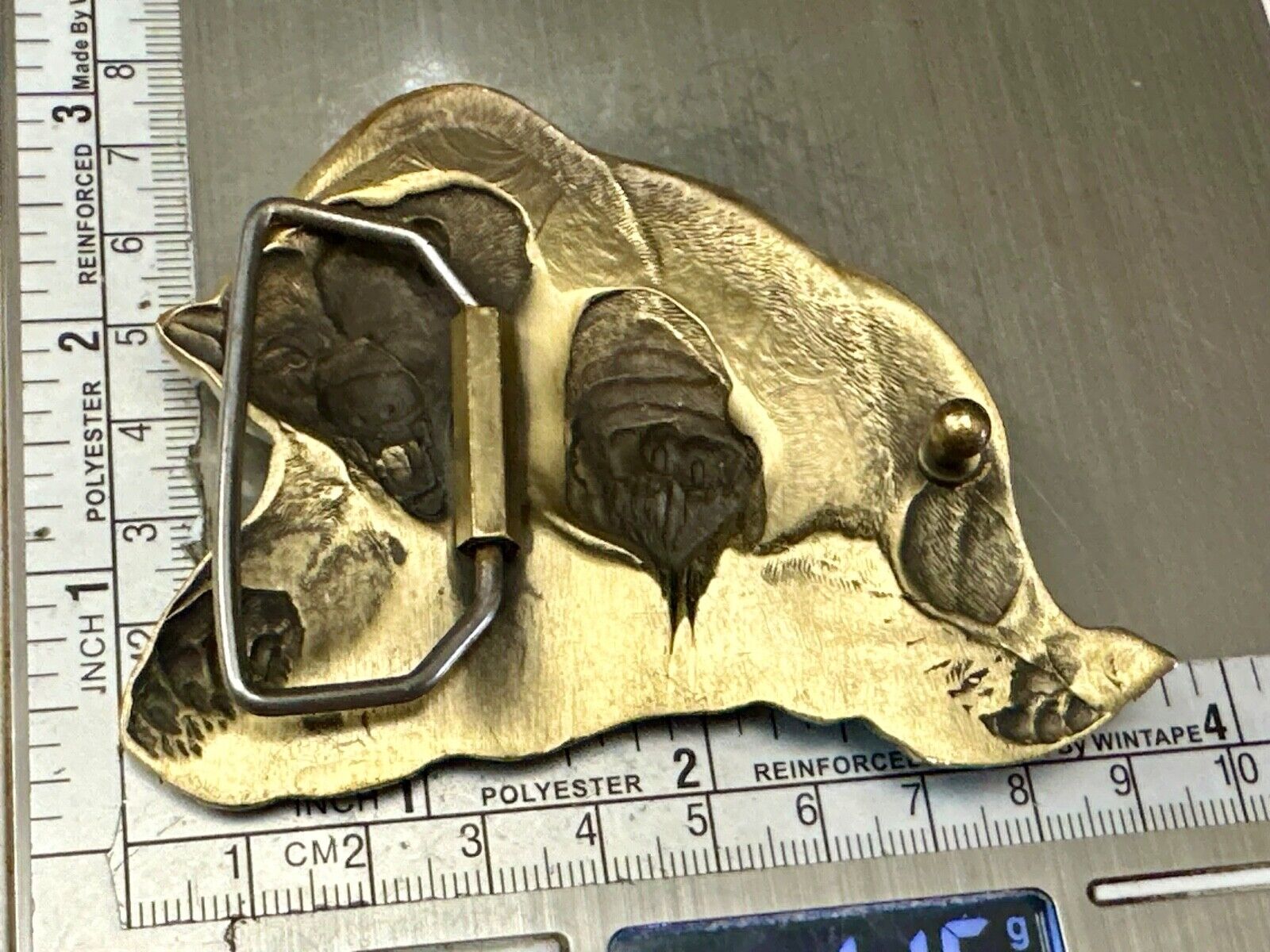 Attacking Grizzly BEAR - Paw reaching out 3D figural belt buckle
