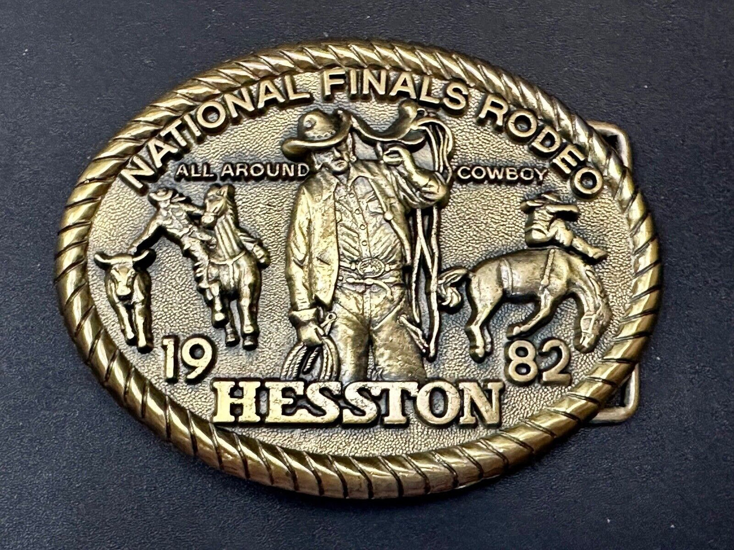 1982 Hesston National Finals Rodeo NFR Collectors Rodeo Cowboy Belt Buckle