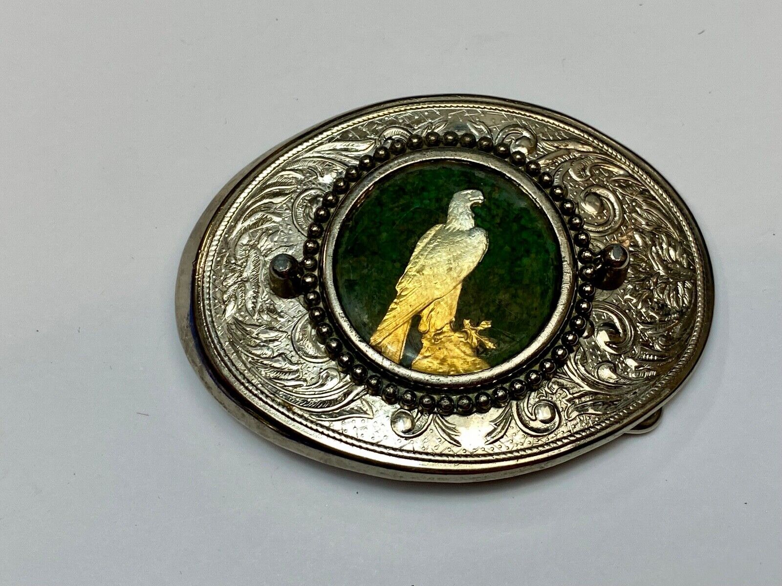 American Bald Eagle Patriotic Artisan Painting Centerpiece Western Belt Buckle