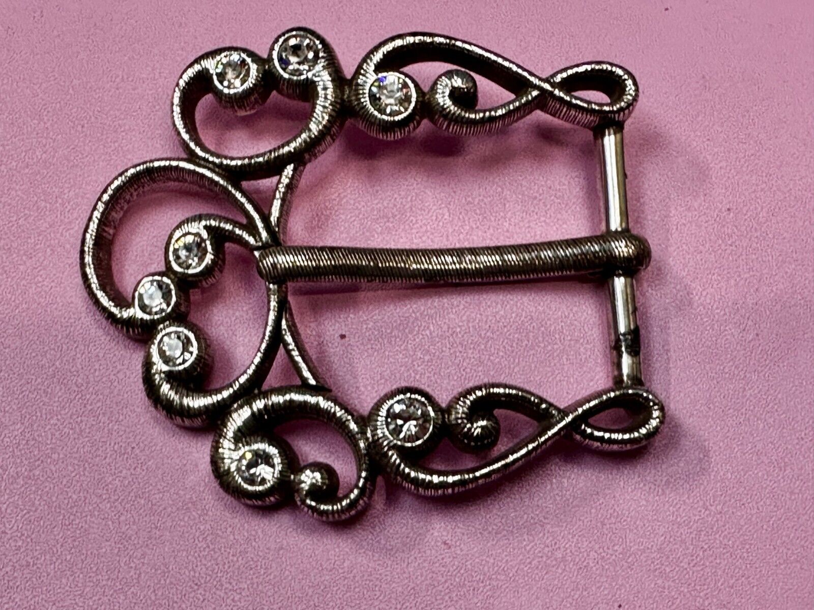 Antique? See Through Replacement Dress Belt Buckle Beautiful Rhinestone Accents